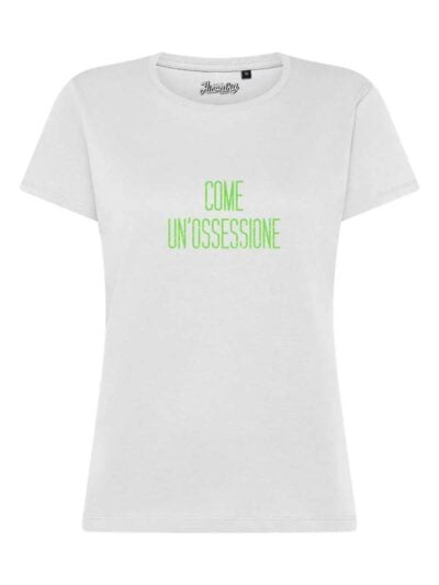 T-Shirt donna Lady 2.0 con la scritta “Come un'ossessione” in glitter – TW067