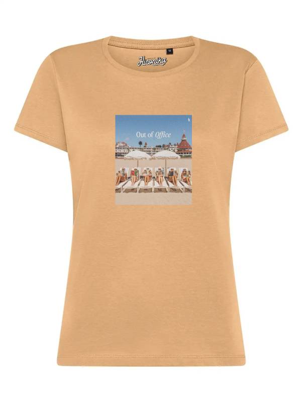T-Shirt donna Lady 2.0 con ragazze sulla spiaggia e la scritta “Out of Office” – TW055 - immagine 3
