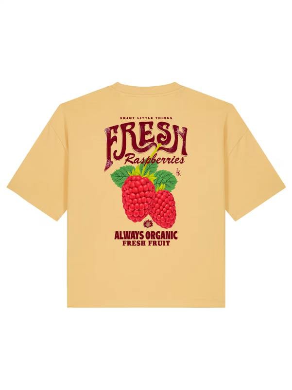 T-Shirt donna Stella con la scritta “Fresh raspberries” lato cuore e stampa sulle spalle – TW062 - immagine 4