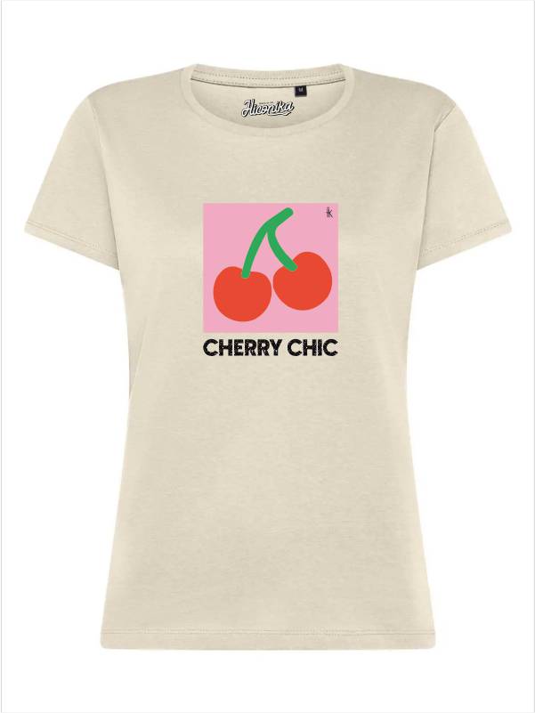 T-Shirt donna Lady 2.0 con le ciliegie e la scritta “Cherry chic” in glitter – TW059 - immagine 2