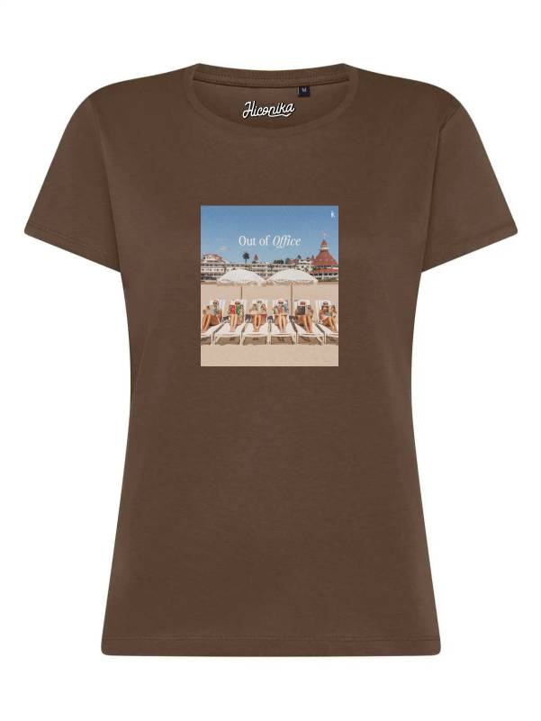 T-Shirt donna Lady 2.0 con ragazze sulla spiaggia e la scritta “Out of Office” – TW055 - immagine 4