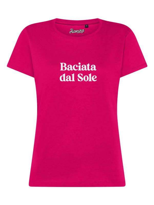 T-Shirt donna Lady 2.0 con la scritta “Baciata dal sole” in glitter – TW066 - immagine 3