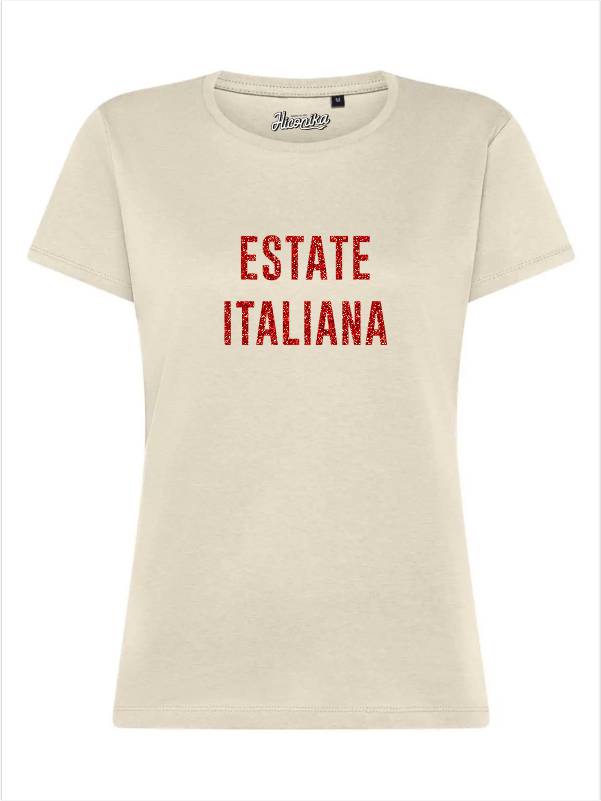 T-Shirt donna Lady 2.0 con la scritta “Estate Italiana” in glitter – TW053 - immagine 2