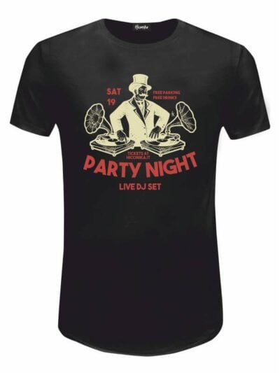 Pacchetto Stock: 15 T-shirt uomo nere Urban con grafica vintage e la scritta "Party Night" - STOCK33
