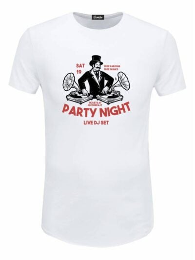 Pacchetto Stock: 15 T-shirt uomo bianche Urban con grafica vintage e la scritta "Party Night" - STOCK32