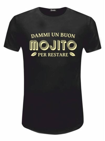 Pacchetto Stock: 15 T-shirt uomo nere Urban con la scritta "dammi un buon mojito per restare" - STOCK43