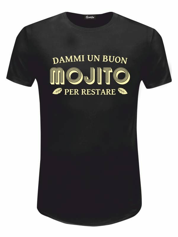 Pacchetto Stock: 15 T-shirt uomo nere Urban con la scritta "dammi un buon mojito per restare" - STOCK43