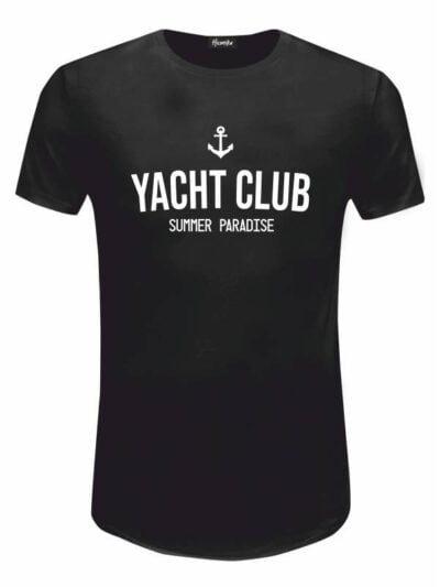 Pacchetto Stock: 15 T-shirt uomo nere Urban con un'ancora e la scritta "yacht club" - STOCK45