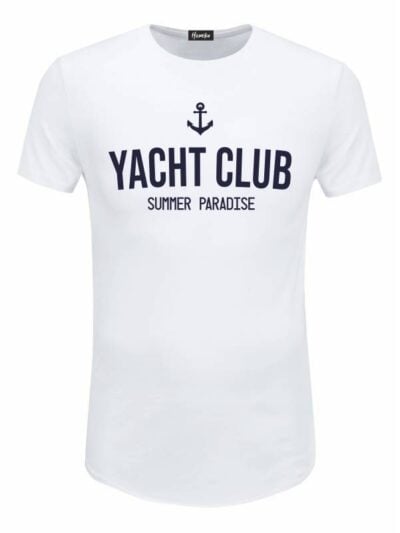 Pacchetto Stock: 15 T-shirt uomo bianche Urban con un'ancora e la scritta "yacht club" - STOCK44