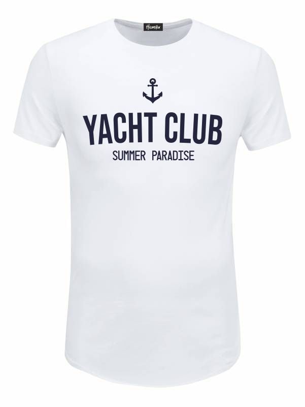 Pacchetto Stock: 15 T-shirt uomo bianche Urban con un'ancora e la scritta "yacht club" - STOCK44