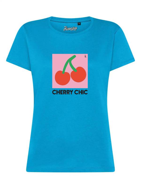 T-Shirt donna Lady 2.0 con le ciliegie e la scritta “Cherry chic” in glitter – TW059 - immagine 3