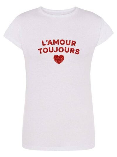 Pacchetto Stock: 6 T-shirt donna Lady con la scritta "l'amour toujours" in glitter - STOCK16