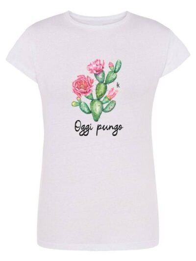 Pacchetto Stock: 6 T-shirt donna Lady con stampa catus e la scritta "oggi pungo" in glitter - STOCK17