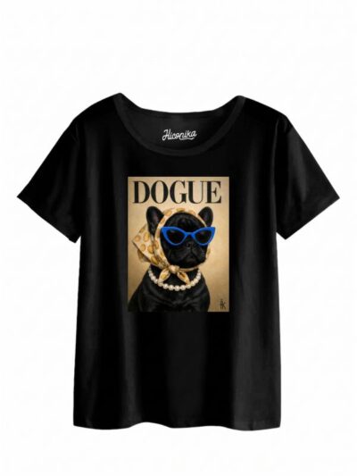 Pacchetto Stock: 11 T-shirt donna nere Formosa con un cane fashion e la scritta “Dogue”- STOCK62