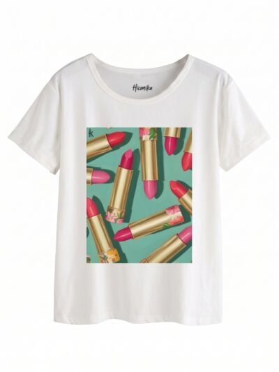 Pacchetto Stock: 7 T-shirt donna bianche Formosa con stampa rossetti - STOCK69