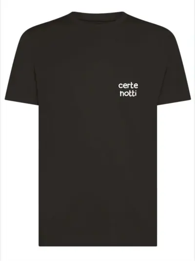 Pacchetto Stock: 9 T-shirt uomo nere Moon con la scritta “certe notti” in patch a rilievo lato cuore – STOCK75