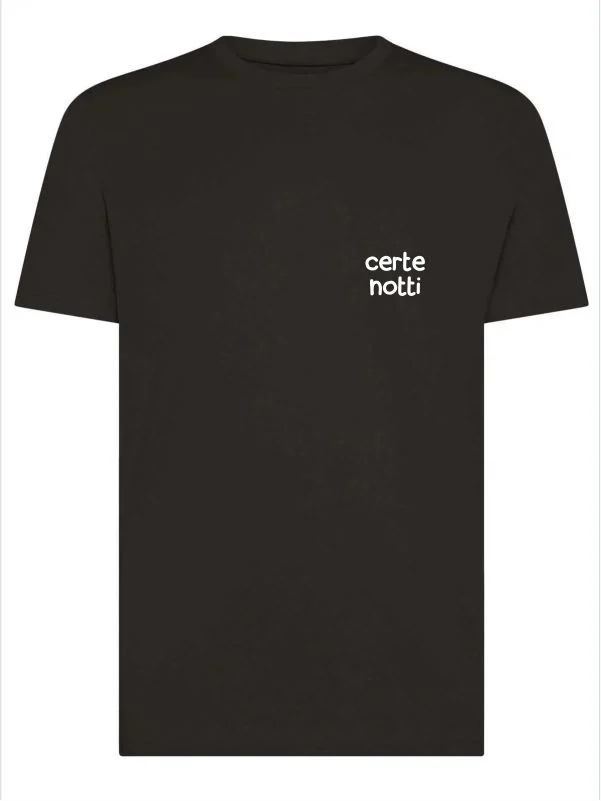 Pacchetto Stock: 9 T-shirt uomo nere Moon con la scritta “certe notti” in patch a rilievo lato cuore – STOCK75