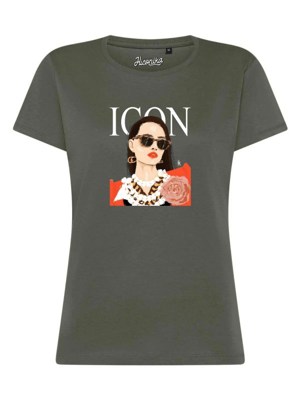 T-Shirt donna Lady 2.0 con una ragazza e la scritta “icon” – TW097 - immagine 3