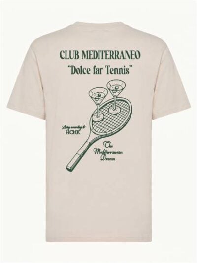 T-shirt uomo Ryder con stampa racchette e calici sulle spalle e la scritta "dolce far tennis" lato cuore - TM068