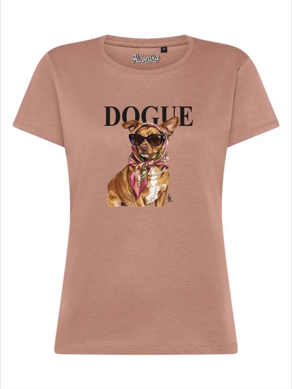 T-Shirt donna Lady 2.0 con un cane fashion e la scritta “dogue” – TW099 - immagine 2