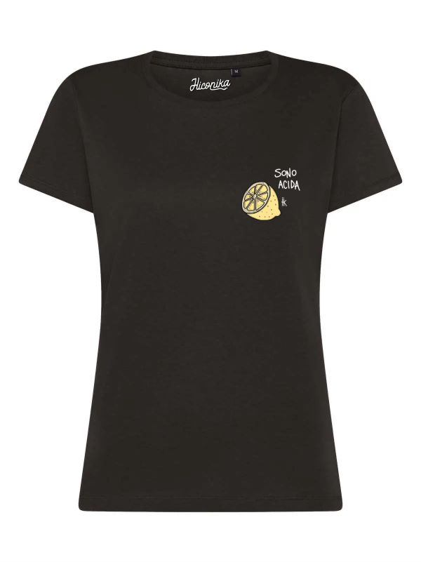 T-Shirt donna Lady 2.0 con un limone e la scritta “sono acida” lato cuore – TW088 - immagine 5