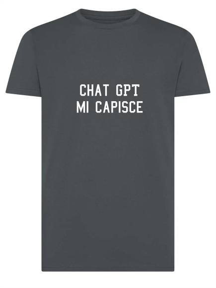 T-shirt uomo Moon con la scritta "Chat Gpt mi capisce" in patch a rilievo – TM050 - immagine 2