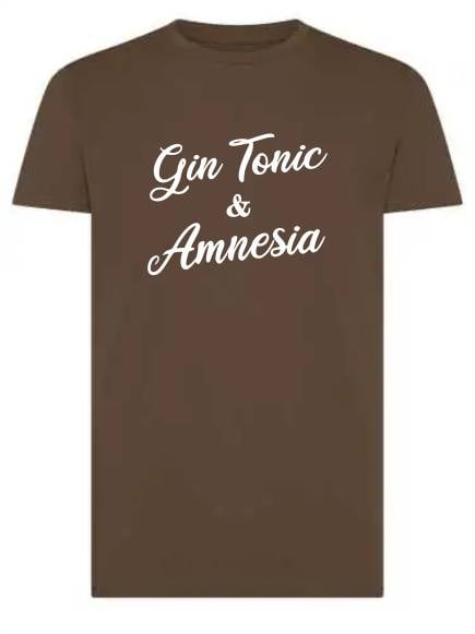 T-shirt uomo Moon con la scritta "Gin Tonic e Amnesia" in patch a rilievo – TM059 - immagine 3
