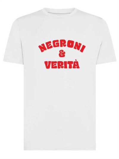 T-shirt uomo Moon con la scritta "negroni e verità" in patch a rilievo – TM066