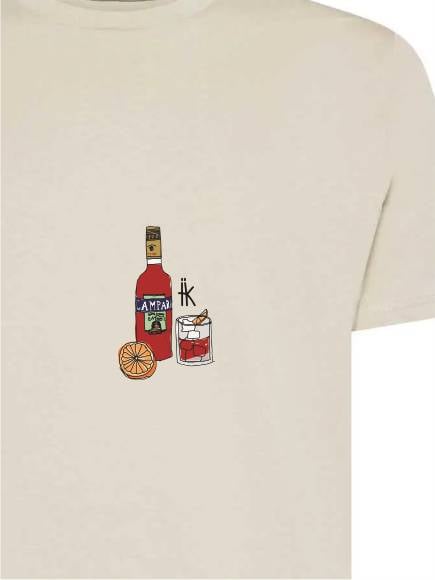 T-shirt uomo Moon con una bottiglia di campari e un bicchiere lato cuore – TM063 - immagine 2