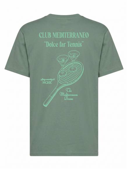 T-shirt uomo Ryder con stampa racchette e calici sulle spalle e la scritta "dolce far tennis" lato cuore - TM068 - immagine 7