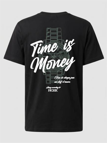 T-shirt uomo Ryder con la stampa di un orologio sulle spalle e la scritta "Time is money" lato cuore - TM071 - immagine 4