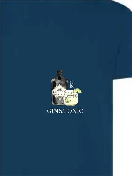 T-shirt uomo Moon con una bottiglia, un bicchiere e la scritta "gin e tonic" lato cuore – TM061 - immagine 6