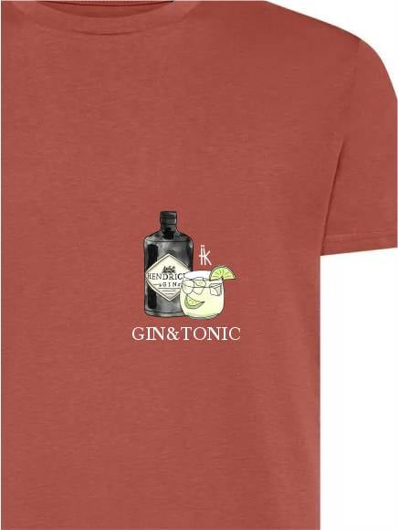 T-shirt uomo Moon con una bottiglia, un bicchiere e la scritta "gin e tonic" lato cuore – TM061 - immagine 3