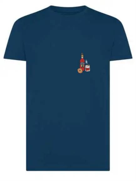 T-shirt uomo Moon con una bottiglia di campari e un bicchiere lato cuore – TM063 - immagine 3