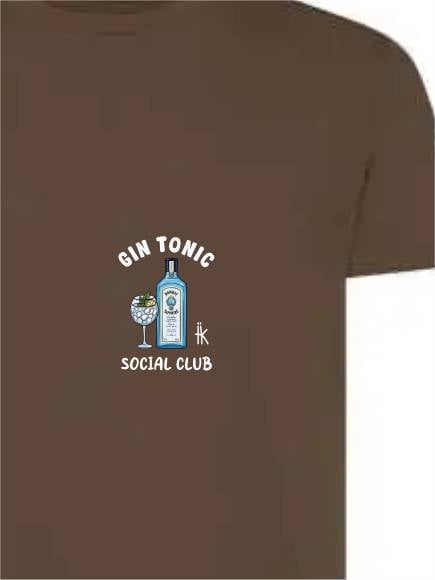 T-shirt uomo Moon con una bottiglia, un calice e la scritta "gin tonic social club" lato cuore – TM070 - immagine 6