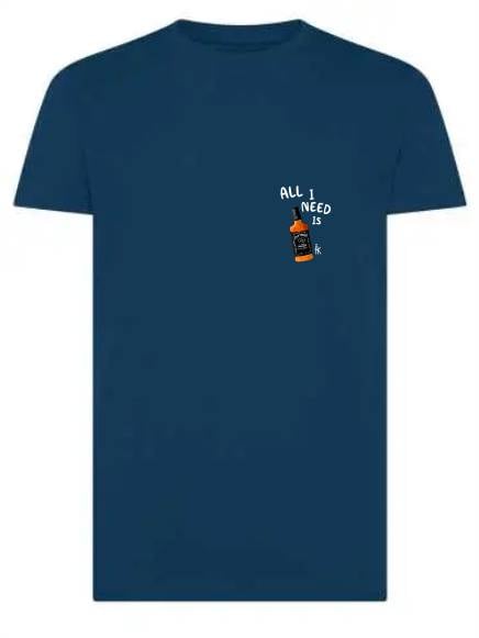 T-shirt uomo Moon con una bottiglia e la scritta "All I need is" lato cuore – TM065 - immagine 5