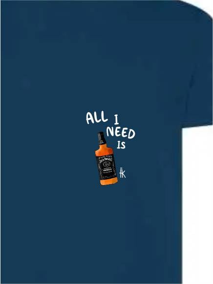 T-shirt uomo Moon con una bottiglia e la scritta "All I need is" lato cuore – TM065 - immagine 6