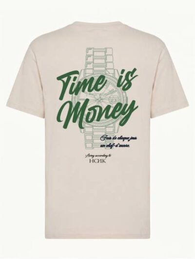T-shirt uomo Ryder con la stampa di un orologio sulle spalle e la scritta "Time is money" lato cuore - TM071