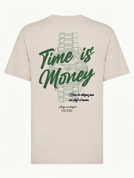 T-shirt uomo Ryder con la stampa di un orologio sulle spalle e la scritta "Time is money" lato cuore - TM071