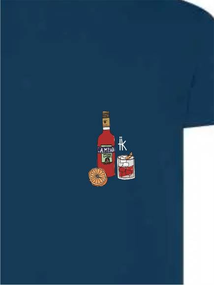 T-shirt uomo Moon con una bottiglia di campari e un bicchiere lato cuore – TM063 - immagine 4