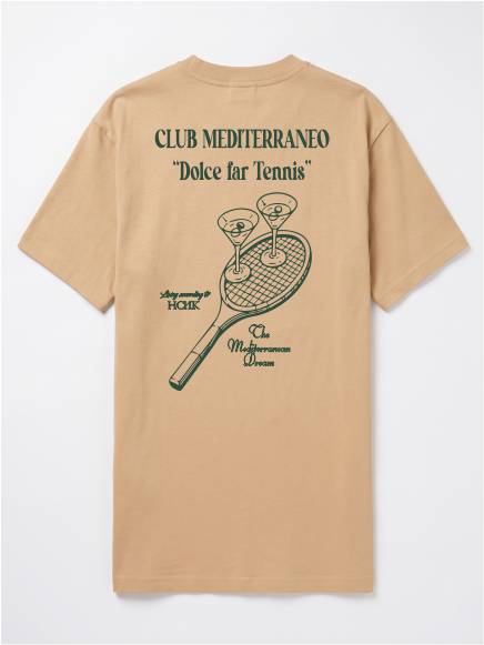 T-shirt uomo Ryder con stampa racchette e calici sulle spalle e la scritta "dolce far tennis" lato cuore - TM068 - immagine 4