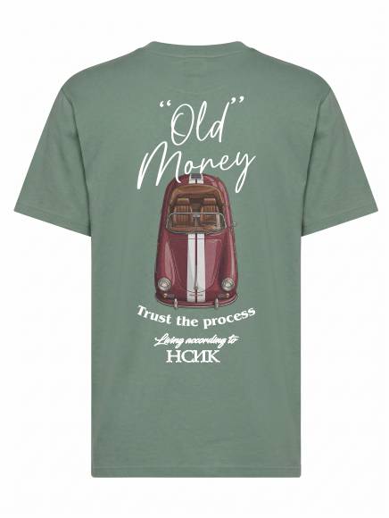 T-shirt uomo Ryder con la stampa sulle spalle di un'auto vintage e la scritta "Old Money" - TM052 - immagine 5