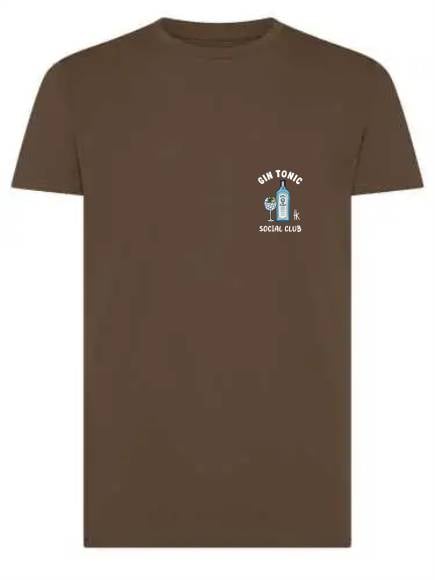 T-shirt uomo Moon con una bottiglia, un calice e la scritta "gin tonic social club" lato cuore – TM070 - immagine 5