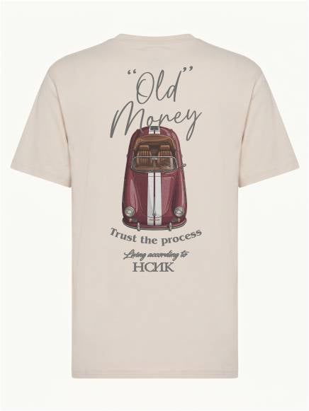 T-shirt uomo Ryder con la stampa sulle spalle di un'auto vintage e la scritta "Old Money" - TM052