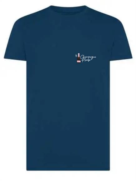 T-shirt uomo Moon con una bottiglia e la scritta "Champagne please" lato cuore – TM058 - immagine 3