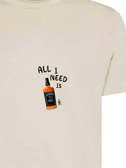 T-shirt uomo Moon con una bottiglia e la scritta "All I need is" lato cuore – TM065 - immagine 2