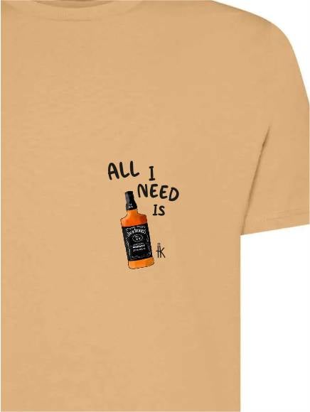 T-shirt uomo Moon con una bottiglia e la scritta "All I need is" lato cuore – TM065 - immagine 4