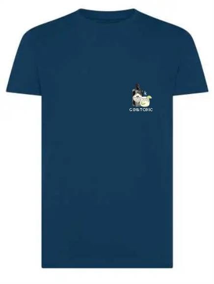 T-shirt uomo Moon con una bottiglia, un bicchiere e la scritta "gin e tonic" lato cuore – TM061 - immagine 5