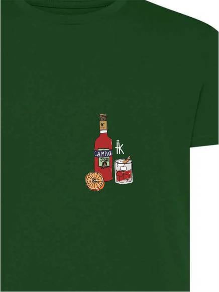 T-shirt uomo Moon con una bottiglia di campari e un bicchiere lato cuore – TM063 - immagine 6