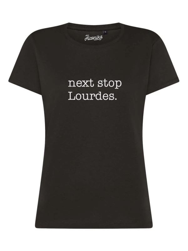 T-Shirt donna Lady 2.0 con la scritta “next stop Lourdes” in glitter – TW087 - immagine 4